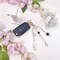Y2K Aesthetic Keychains for Women Cute Flowers Star Cake Jellyfish Keychins Charms Kawaii Bag Purse Decor (Pink & Clear Bow)